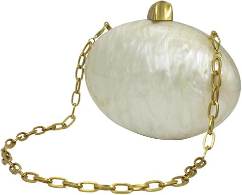 Shell Shape Acrylic Clutch Trendy Metallic Acrylic Evening Bag Shiny Egg Purses and Handbags for ... | Amazon (US)