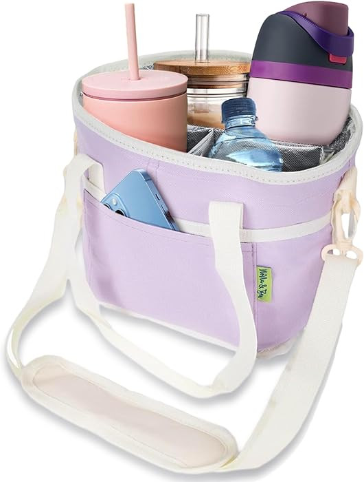 NoNa & Bee 4 Water Bottle Holder with Strap | Family Size 4 Compartment Drink Bag, Multiple Tumbl... | Amazon (US)