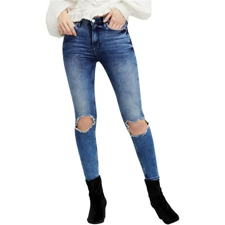 Free People Womens Ripped Skinny Fit Jeans Blue 26 Long | Walmart (US)