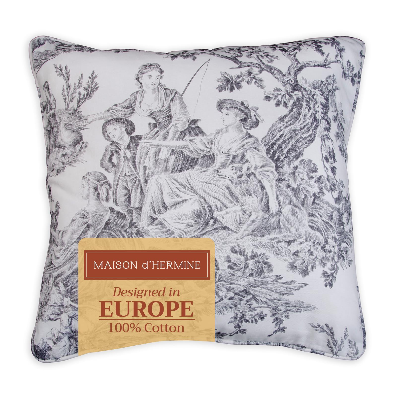 Maison d' Hermine Decorative Pillow Covers 18 x 18 Inch Square 100% Cotton Throw Pillow Covers wi... | Amazon (US)