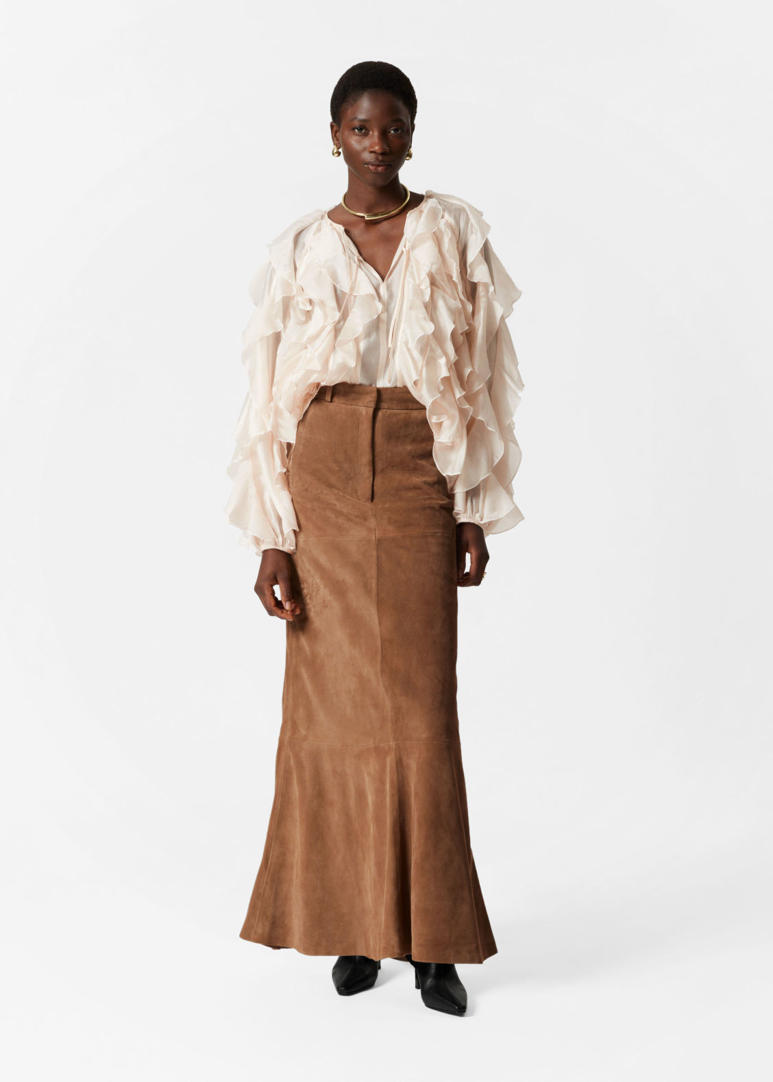 Suede Midi Skirt - Beige | & Other Stories US