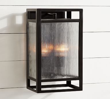 Atherton Indoor/Outdoor Ribbed Glass Sconce | Pottery Barn (US)