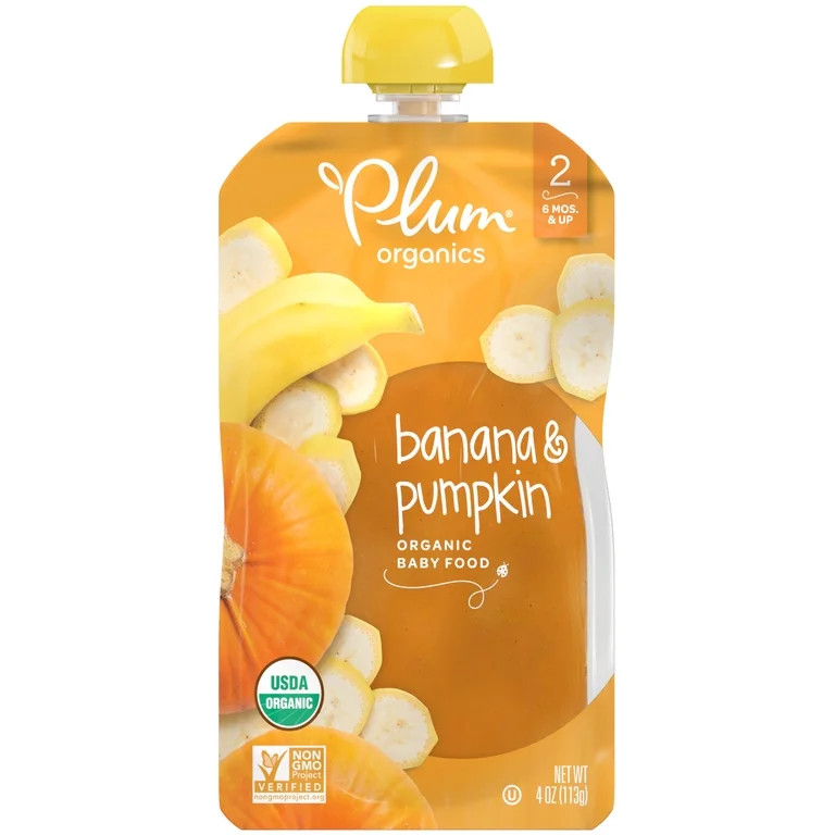 Plum Organics Stage 2 Organic Baby Food Pouch: Banana and Pumpkin - 4 oz | Walmart (US)