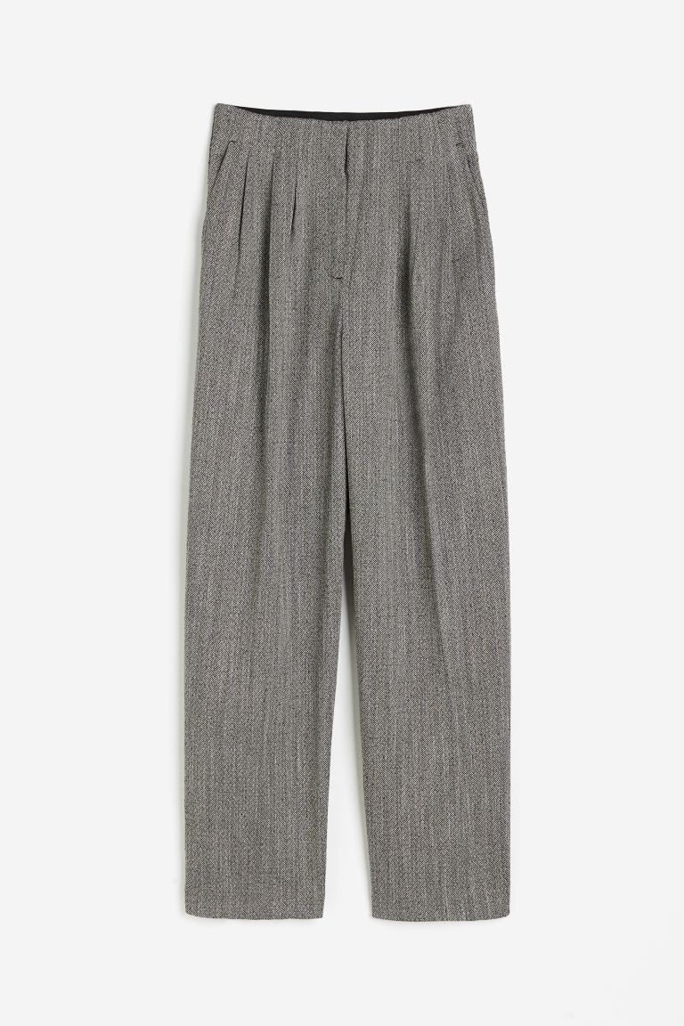 High-waist Dress Pants - Gray/herringbone-patterned - Ladies | H&M US | H&M (US + CA)