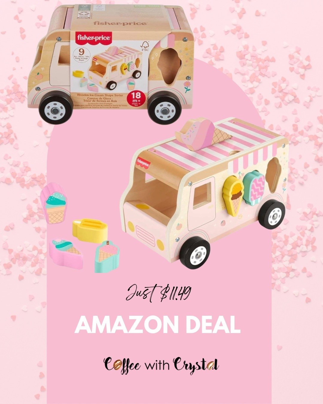 🍦 TODDLER DEAL ALERT 🍦

This Fisher-Price wooden ice cream truck shape sorter is just $11.49 right now 🙌

✔️ 18m+
✔️ Wooden + durable
✔️ Shape sorting + fine motor skills
✔️ Pretend play win

It’s one of those toys that actually keeps getting pulled back out — not a one-and-done gift.

If you need a last-minute toddler gift, a birthday stash idea, or just a great toy at a great price… this is SUCH a good grab.

#AmazonDeal #ToddlerFinds #MomLife #ToyDeals #FisherPrice #AmazonFind #BudgetMom #GiftIdeas #CoffeeWithCrystal