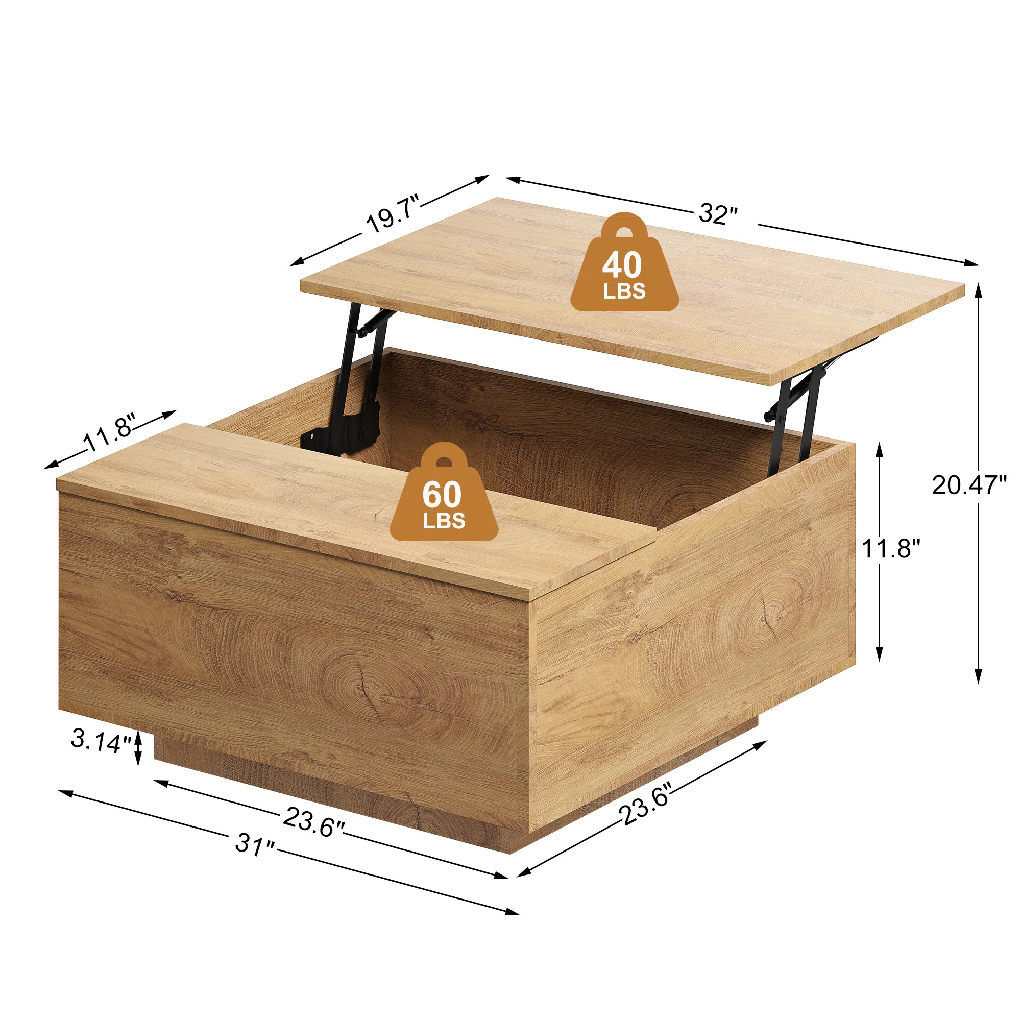 31.5'' Lift Top Coffee Table with Block Base | Wayfair North America