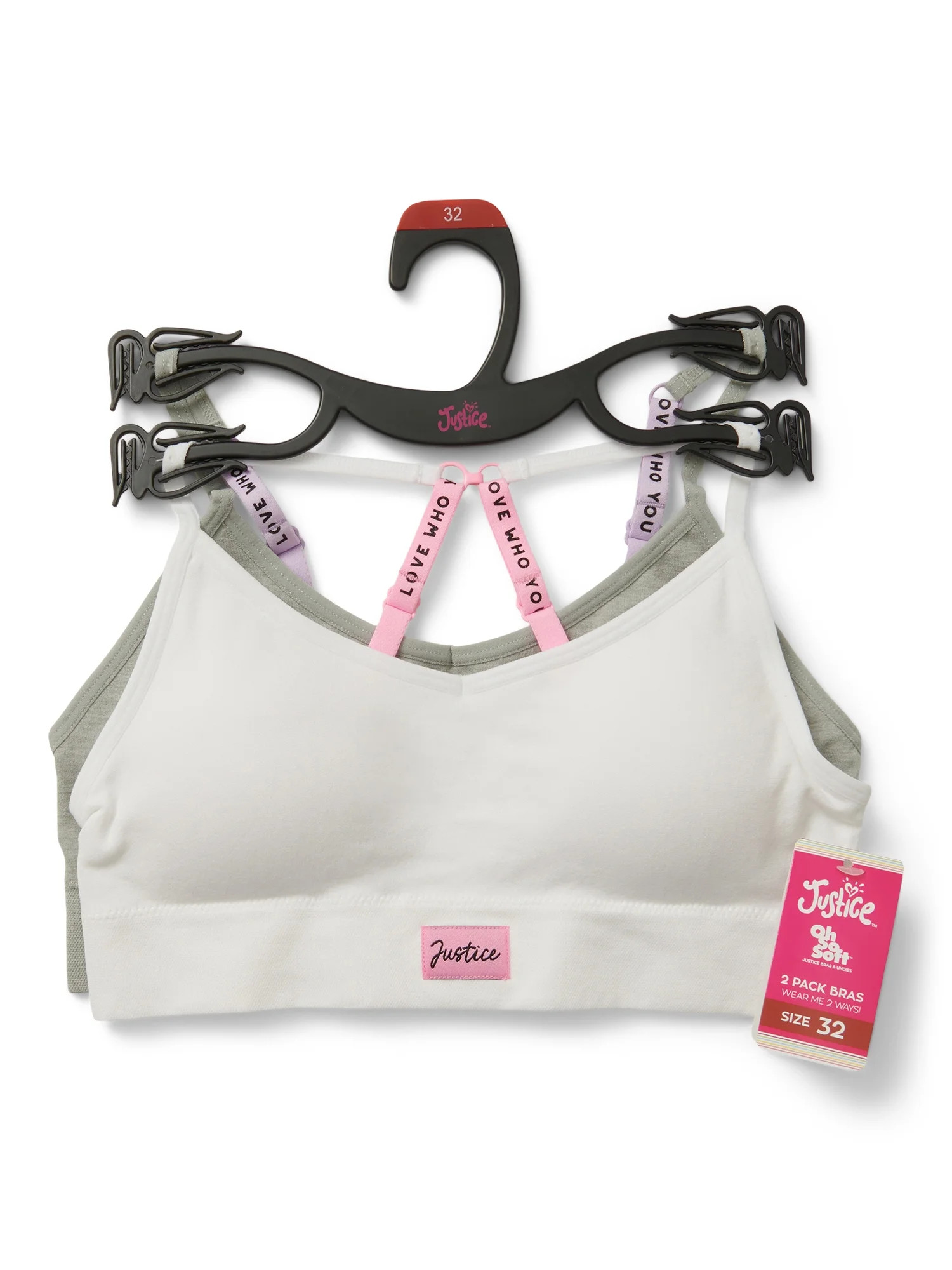 Justice Girls "Shades Collection" Convertible Back Bra, 2-Pack, Sizes 28-38 - Walmart.com | Walmart (US)