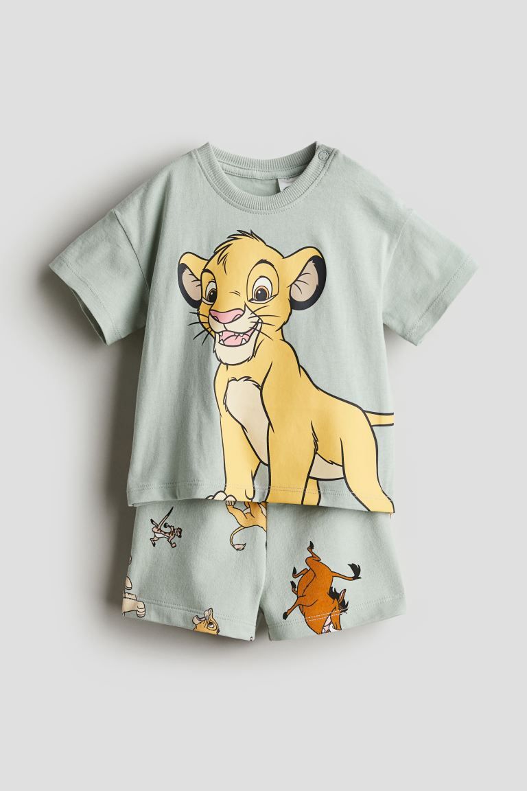 2-piece Printed Set - Dusty green/The Lion King - Kids | H&M US | H&M (US + CA)