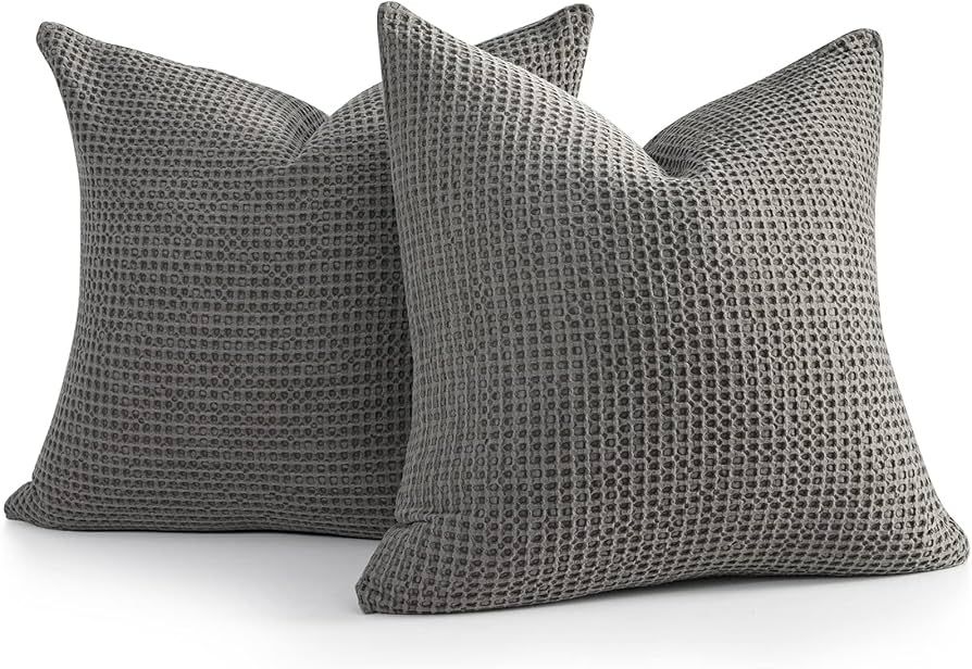 COCOPLOCEUS 26x26 Euro Sham Pillow Covers Set of 2 Cotton Euro Shams Waffle Weave Pillow Shams , ... | Amazon (US)