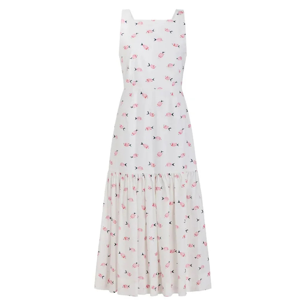 Low-Back Dress in Vintage Pink Fish | Over The Moon