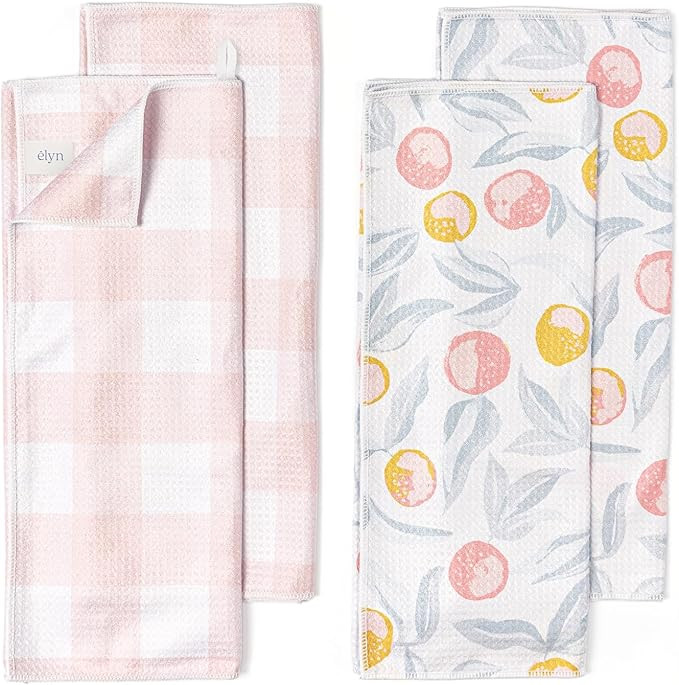 ELYN Microfiber Kitchen Dish Towel Set, Quick-Dry & Absorbent Waffle Weave Cleaning Towels, Set o... | Amazon (US)