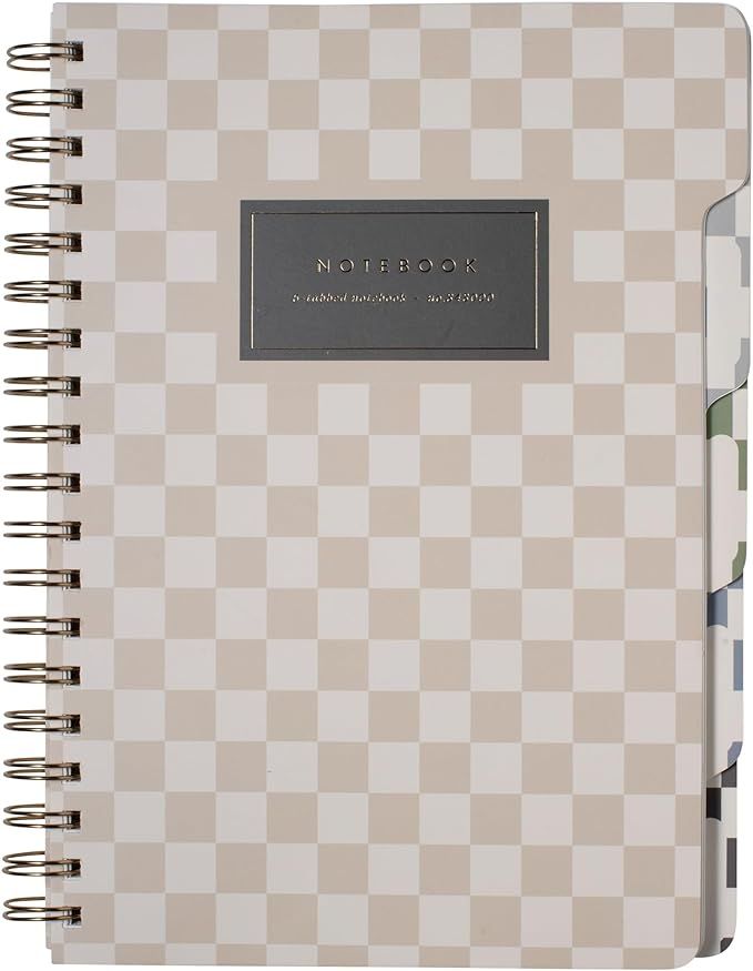 Fringe Studio Large Tab Notebook,Neutral Checks, Flexible Paperback Cover, 5 Subject/Die-Cut Divi... | Amazon (US)