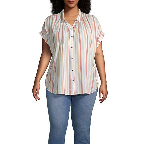 a.n.a-Plus Womens Shirred neck Tunic Shirt | JCPenney