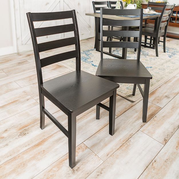 Set of 2 Wood Ladder Back Dining Chair Black - Saracina Home | Target