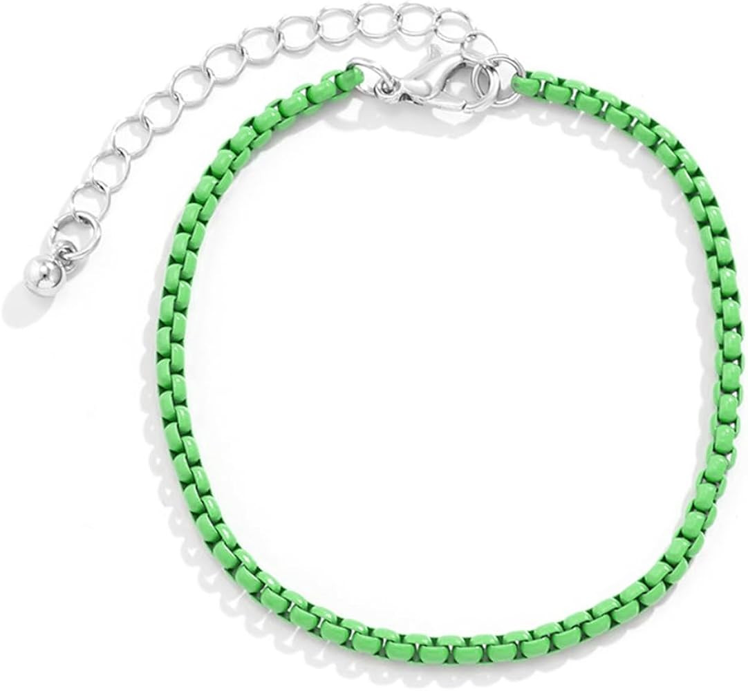 Women's Chain Bracelets for Girls, Colorful Metal Chain Jewelry | Amazon (US)