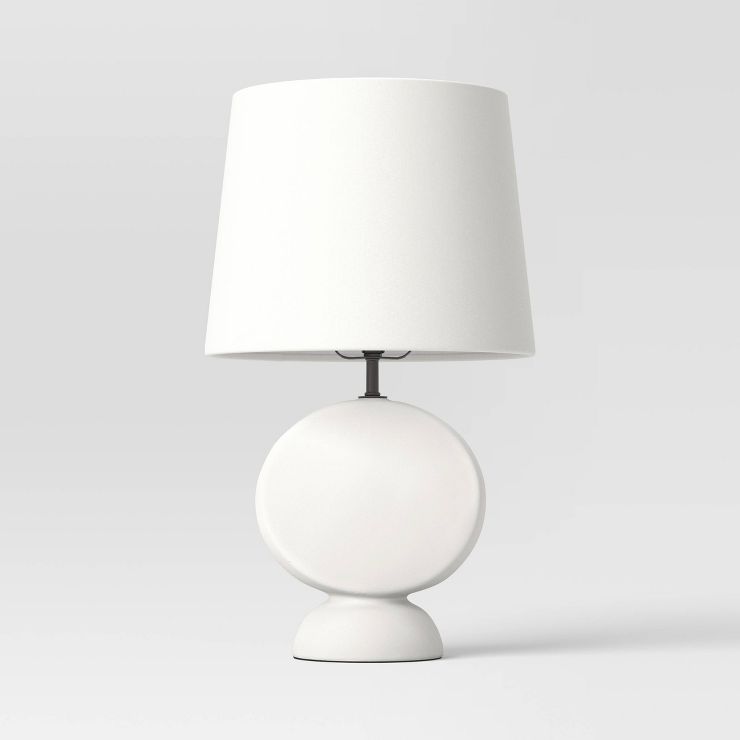 Ceramic Geo Table Lamp with Tapered Shade Off-White (Includes LED Light Bulb) - Threshold™ | Target