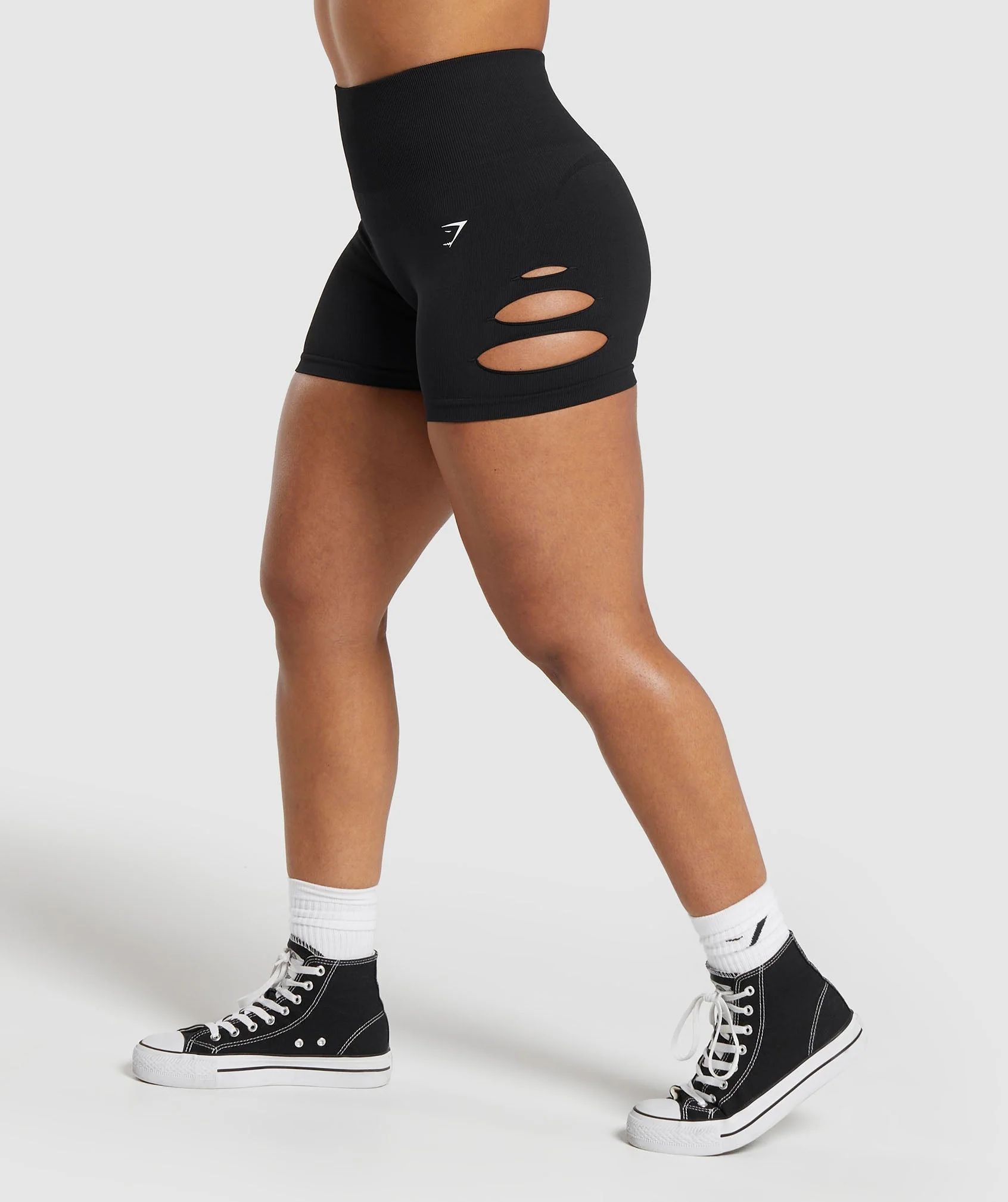 Gymshark Gains Seamless Ripped Shorts - Black | Gymshark US