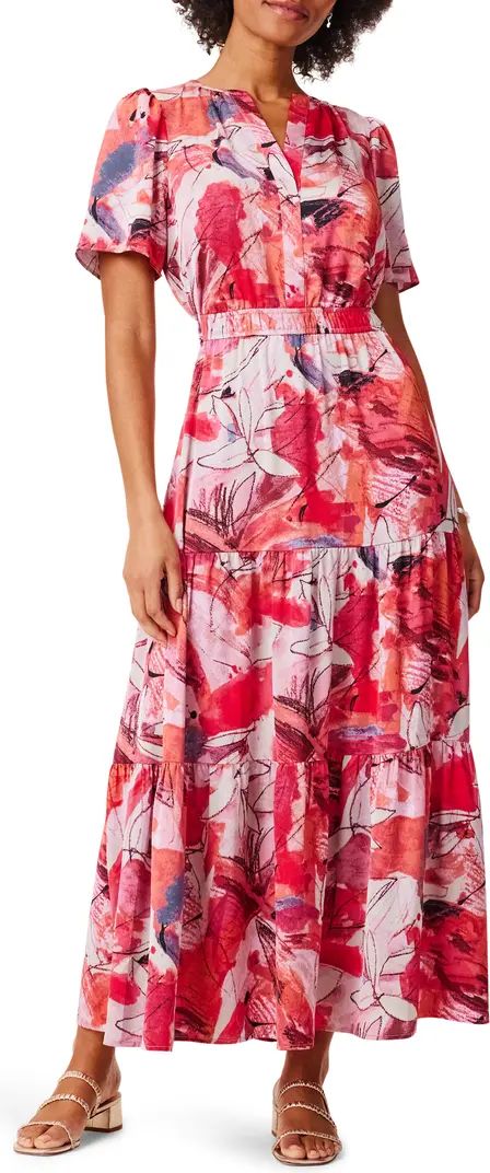 NIC+ZOE Scribble Bouquet Tiered Maxi Dress | Nordstrom | Nordstrom