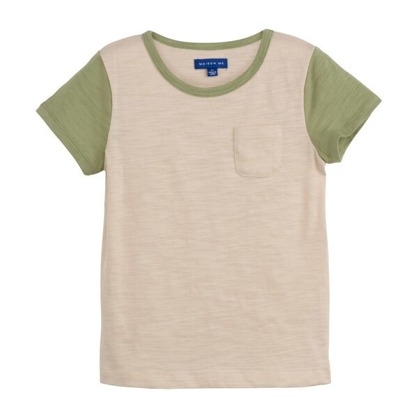 Mo Colorblock Tee, Ivory & Moss | Maisonette