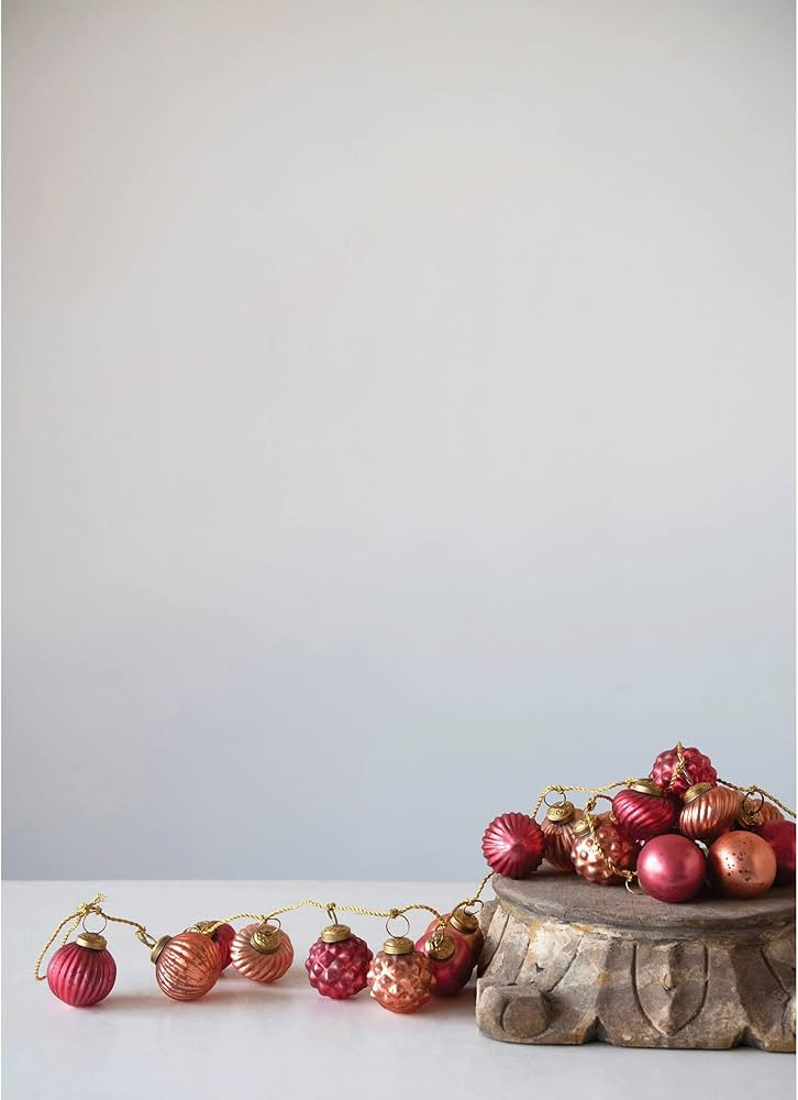 Creative Co-Op Mercury Glass Ball Ornament Garland | Amazon (US)
