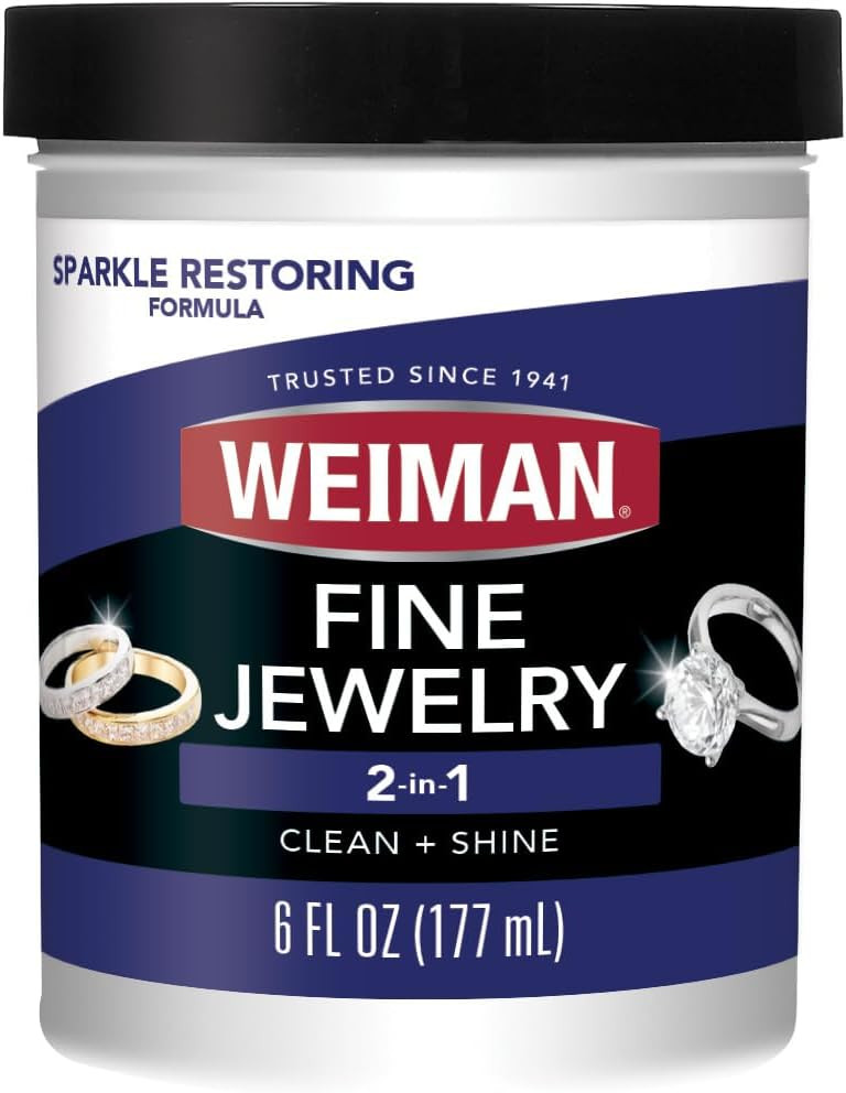 Weiman Fine Jewelry Cleaner Liquid with Cleaning Brush – Restores Shine & Brilliance to Gold, Platinum, Precious Gemstones & Diamond Jewelry, 6 Oz | Amazon (US)