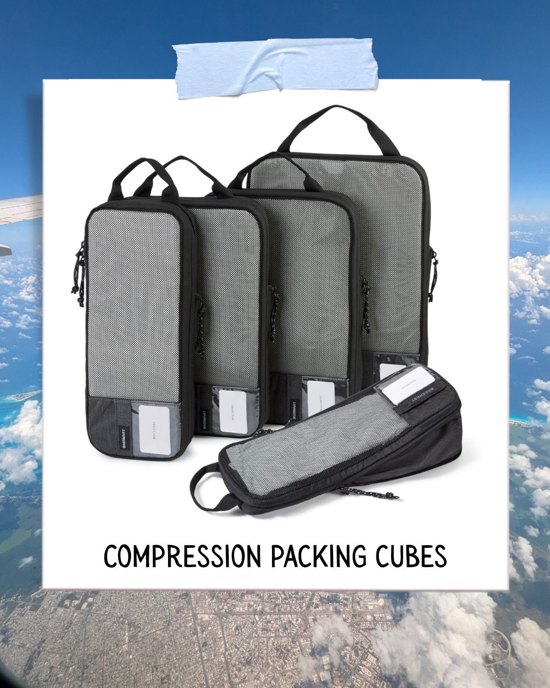 We’re trying compression packing cubes for the first time. They seem really nice and they definitely help squeeze your clothes so you can fit more!

#LTKTravel