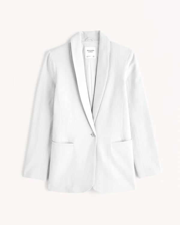 Linen-Blend Shawl Collar Blazer | Abercrombie & Fitch (US)