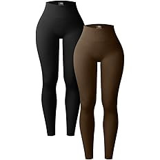 OQQ Women's 2 Piece Yoga Leggings Ribbed Seamless Workout High Waist Athletic Pants | Amazon (US)