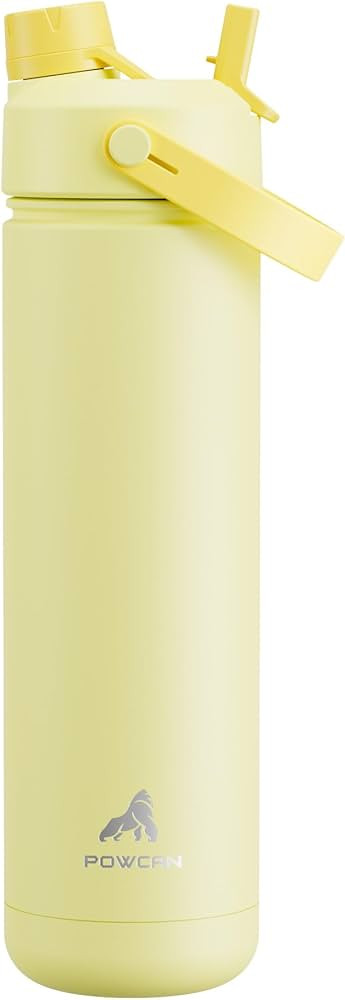 POWCAN 26 oz Insulated Water Bottle with 2-in-1 Straw and Spout Lid, Keep Cold 24H, Leak-Proof, F... | Amazon (US)