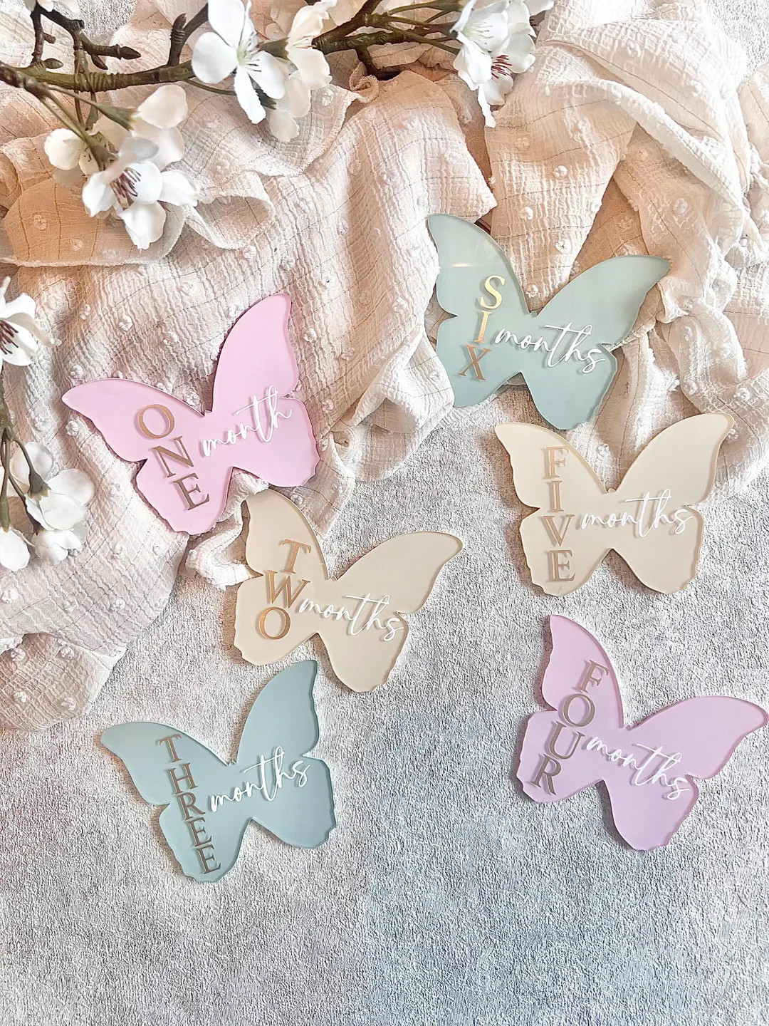 Monthly Milestone Disc, Butterflies, Gift for Baby Girl, Milestone Set, Baby Announcement, Newbor... | Etsy (US)