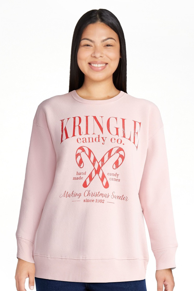 Women's Christmas Kringle Canes Graphic Fleece from Holiday Time, Sizes S-XXXL | Walmart (US)