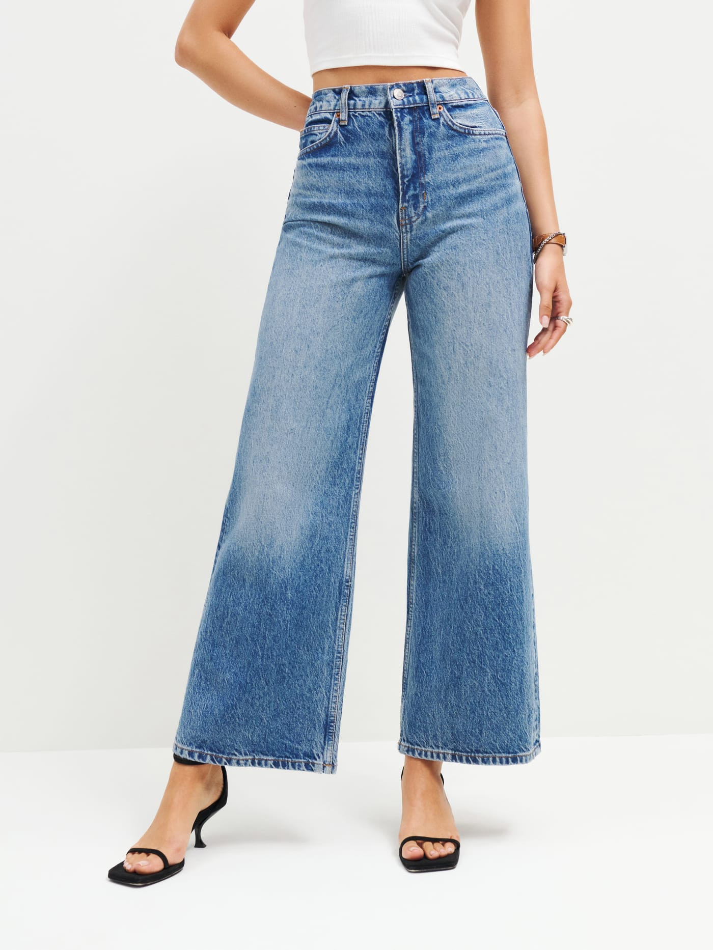 Cary High Rise Slouchy Wide Leg Cropped Jeans | Reformation (Global)
