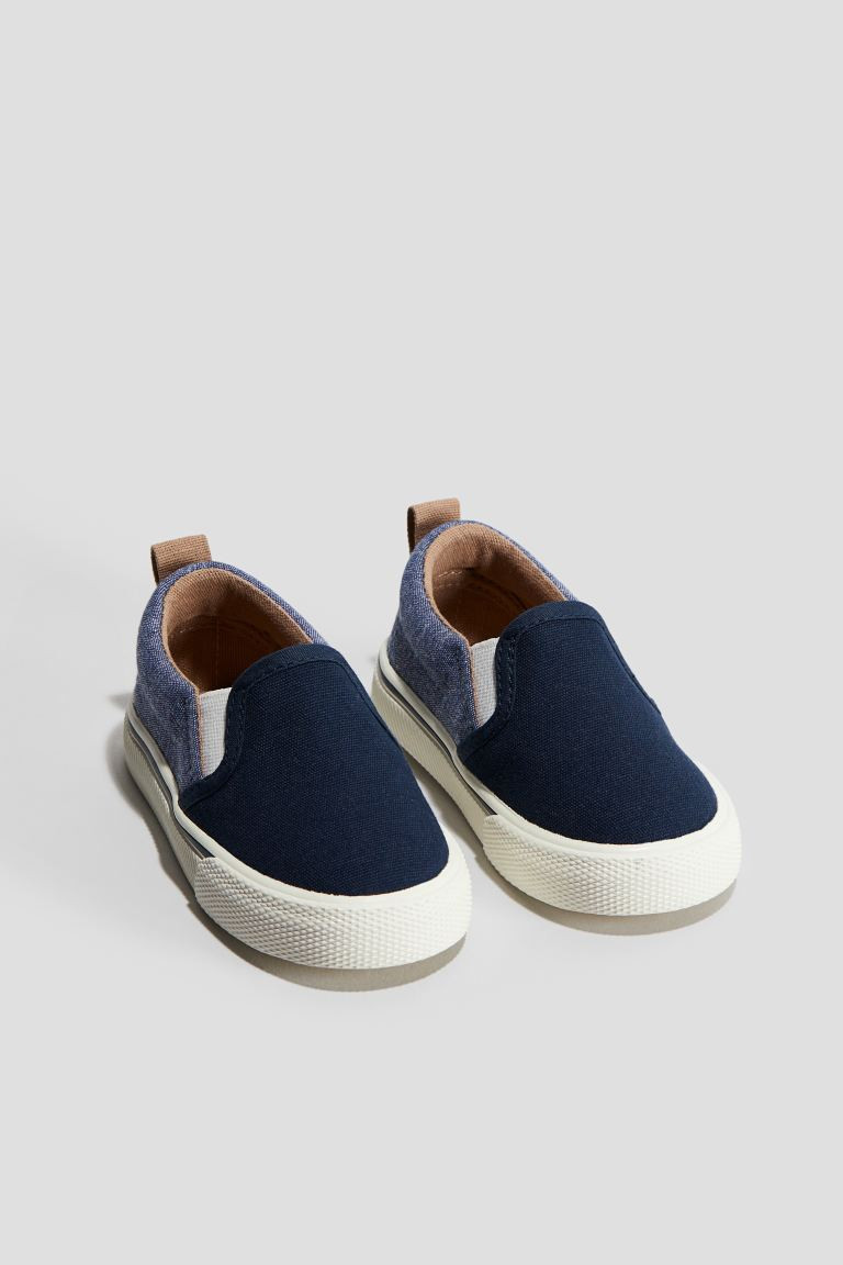 Cotton Canvas Slip-on Shoes - No heel - Navy blue - Kids | H&M US | H&M (US + CA)