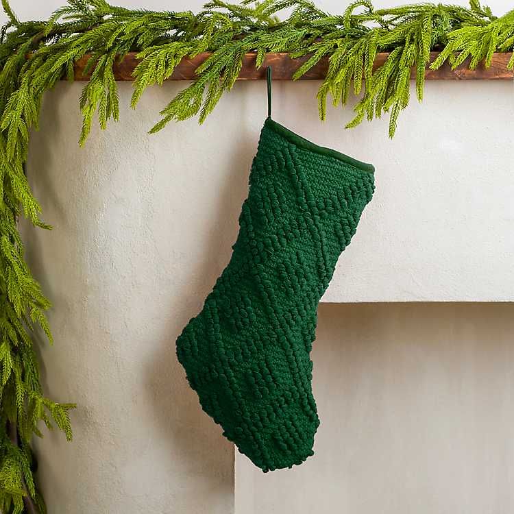 New! Green Woven Diamonds Christmas Stocking | Kirkland's Home
