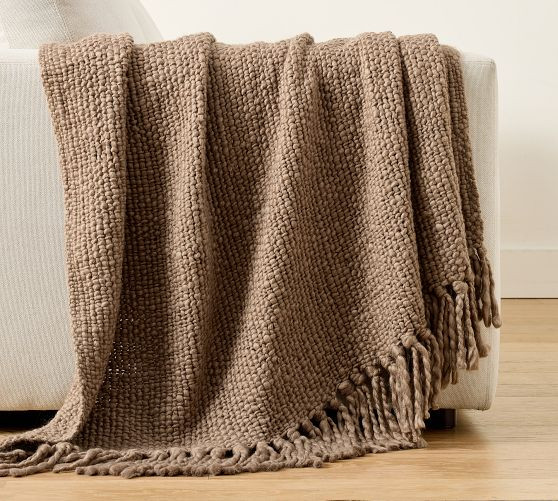 Textured Basketweave Knit Throw | Pottery Barn (US)