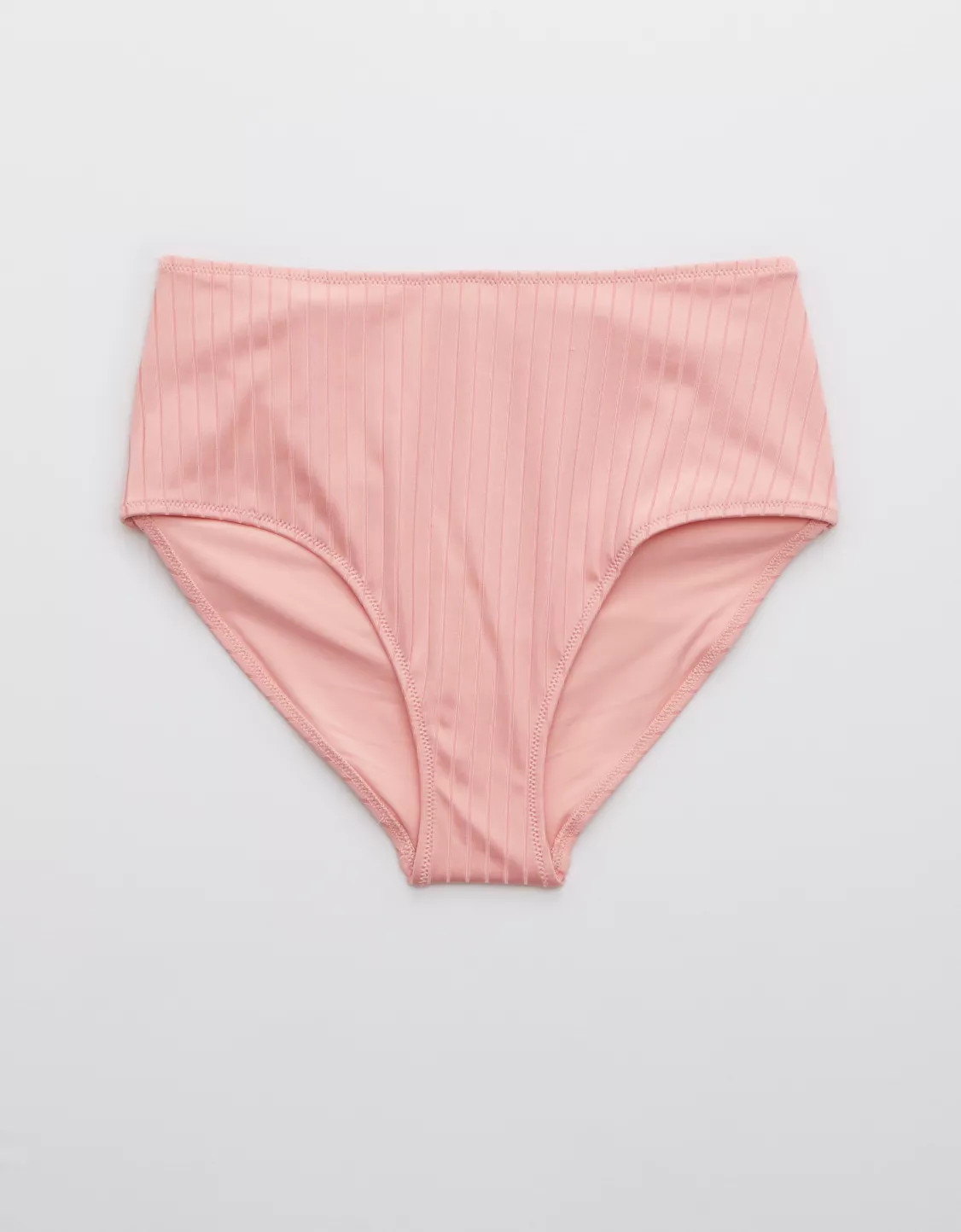 Aerie Ribbed Shine Mid Rise Bikini Bottom | American Eagle Outfitters (US & CA)