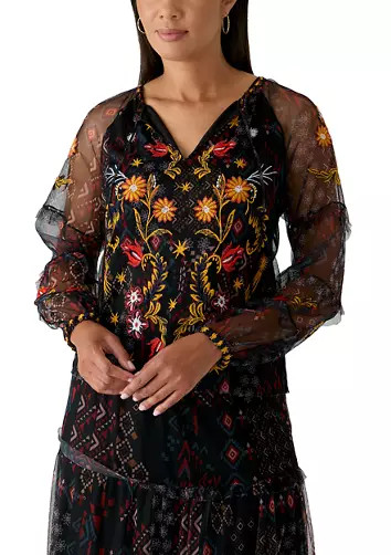 Women's Long Sleeve Embroidered Peasant Top | Belk