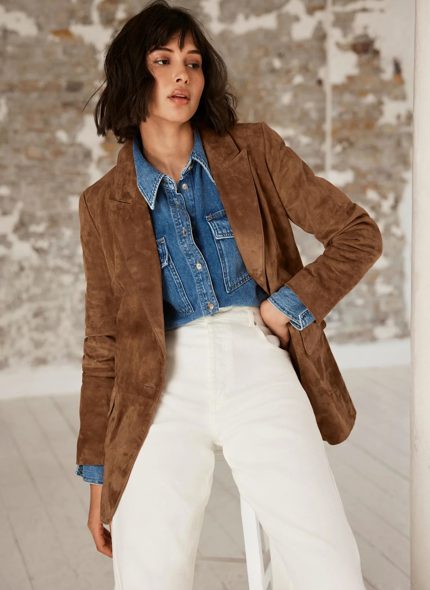 Tan Suede Blazer | Mint Velvet