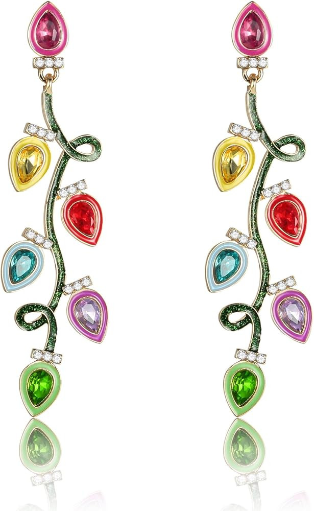 Christmas Earrings for Women Cute Reindeer Earrings Colorful Light Bulb Xmas Earrings Christmas T... | Amazon (US)