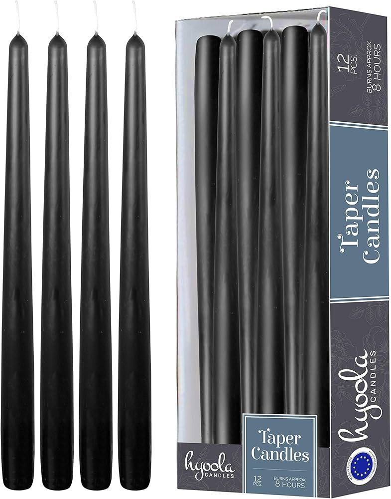 12 Pack Tall Taper Candles - 10 Inch Black Dripless, Unscented Dinner Candle - Paraffin Wax with ... | Amazon (US)