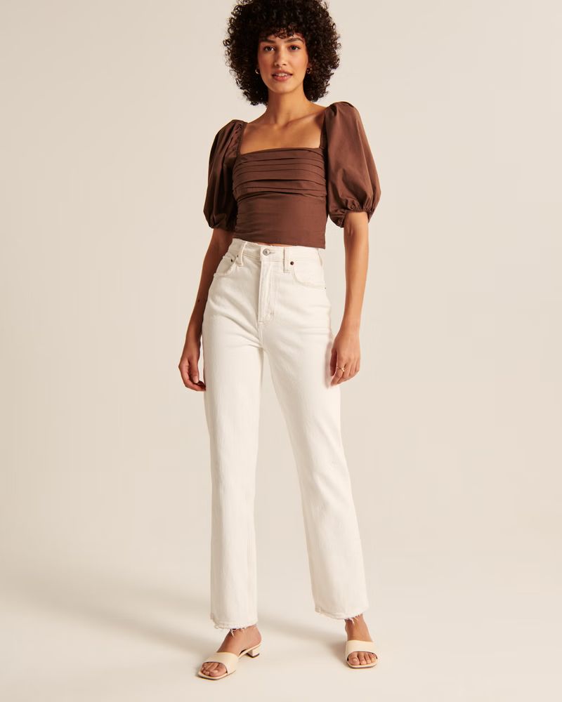 Ruched Bodice Puff Sleeve Top | Abercrombie & Fitch (US)