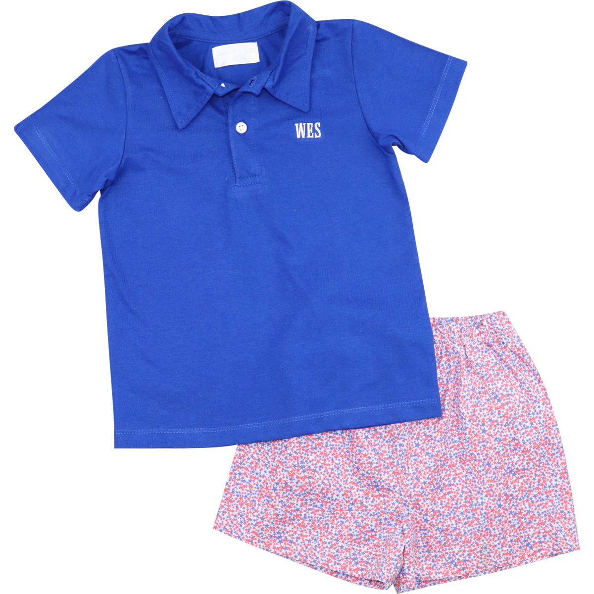 Red And Blue Star Print Short Set | Eliza James Kids