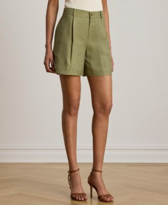 Lauren Ralph Lauren Women's High-Rise Pleated Twill Shorts - Light Agave | Macy's
