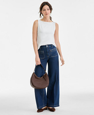 Women's Patch-Pocket High Rise Wide-Leg Jeans, Macy's Exclusive | Macy's