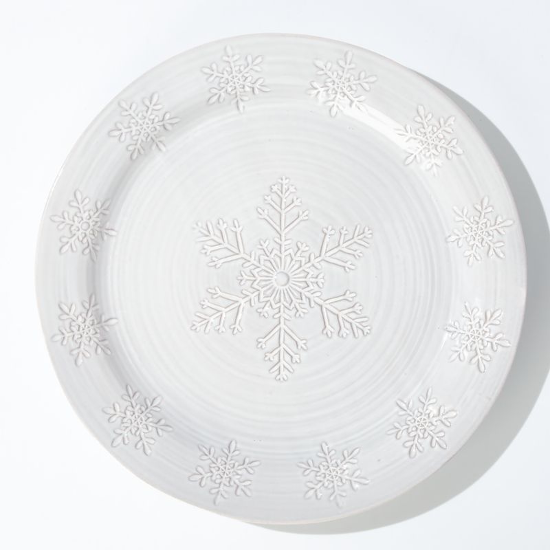 Holiday Snowflake Round Platter + Reviews | Crate and Barrel | Crate & Barrel