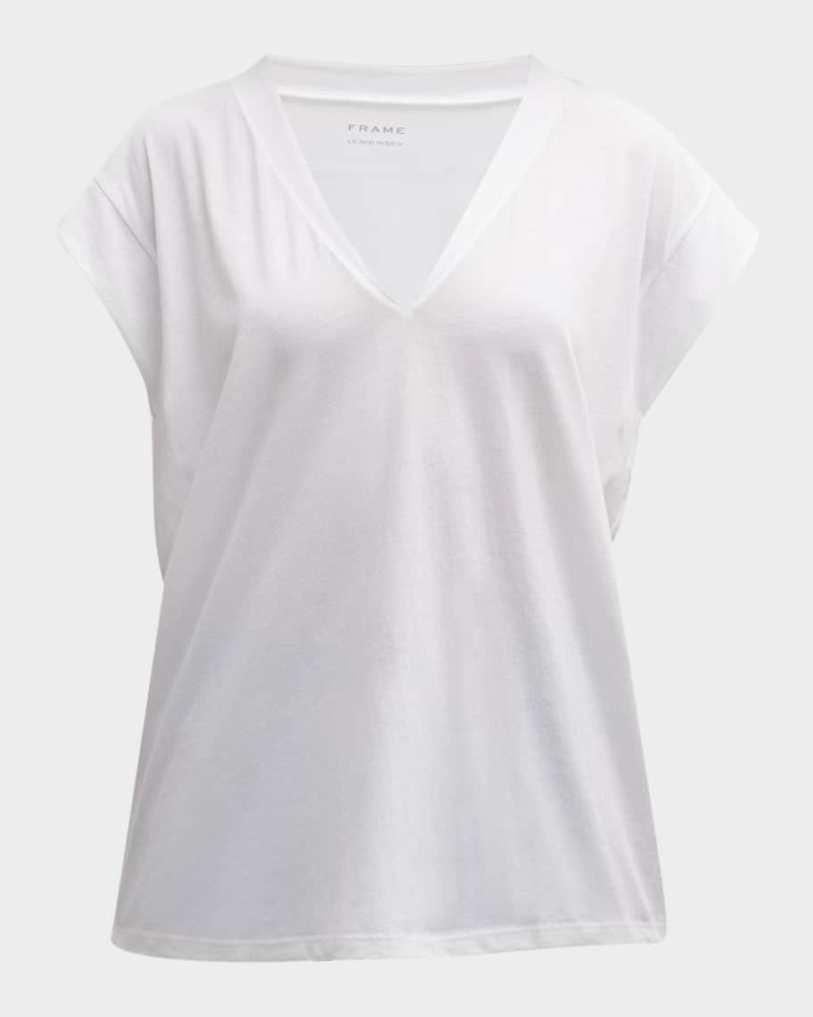 FRAME Le Mid Rise V-Neck Tee | Neiman Marcus