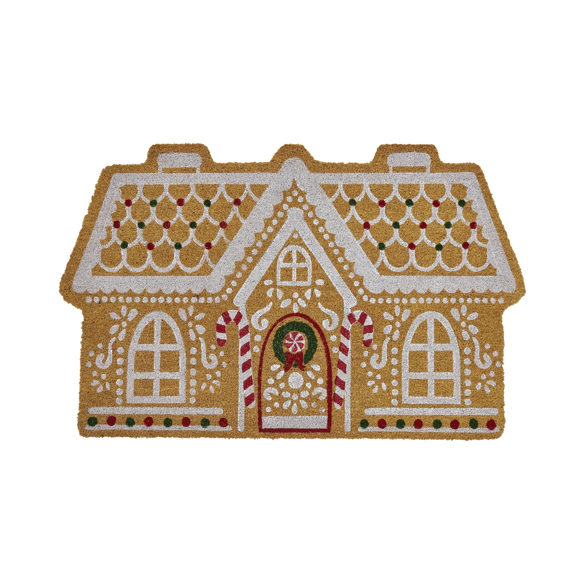 My Texas House Multi Gingerbread Candy Cane Outdoor Coir Doormat, 30" x 48" | Walmart (US)