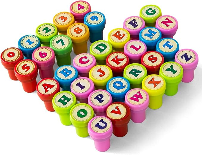 KESOTE Number & Alphabet Stamps for Kids, Self Inking Stamps for Kids Birthday Gift, Party Favor,... | Amazon (US)