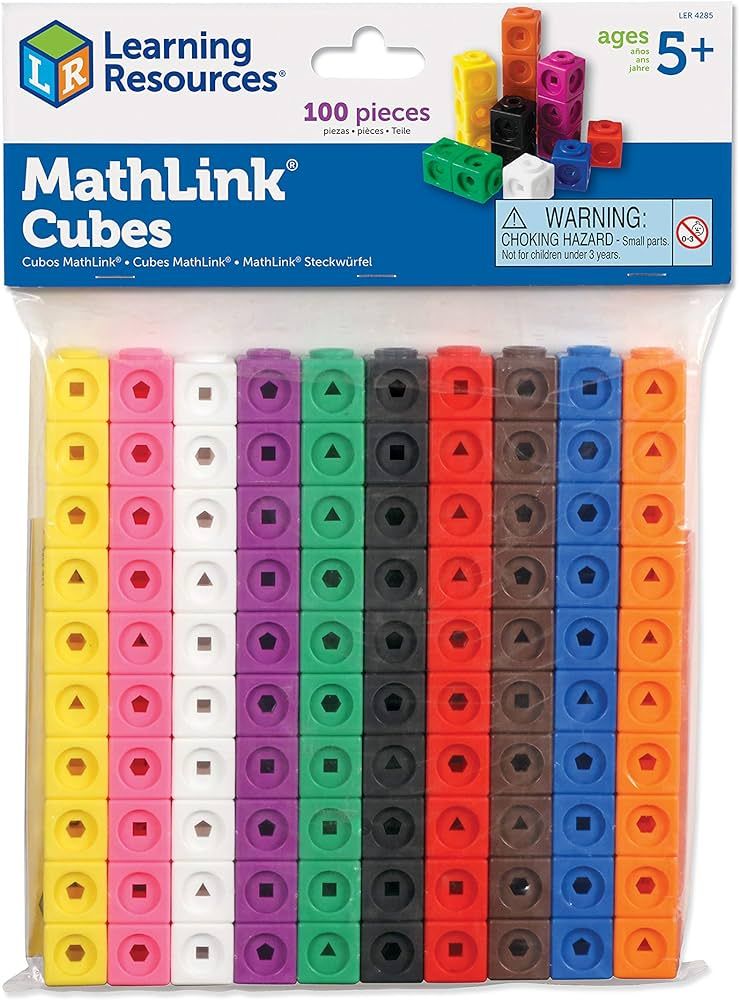 Learning Resources MathLink Cubes - Set of 100 Cubes, Ages 5+, Kindergarten STEM Activities, Math... | Amazon (US)