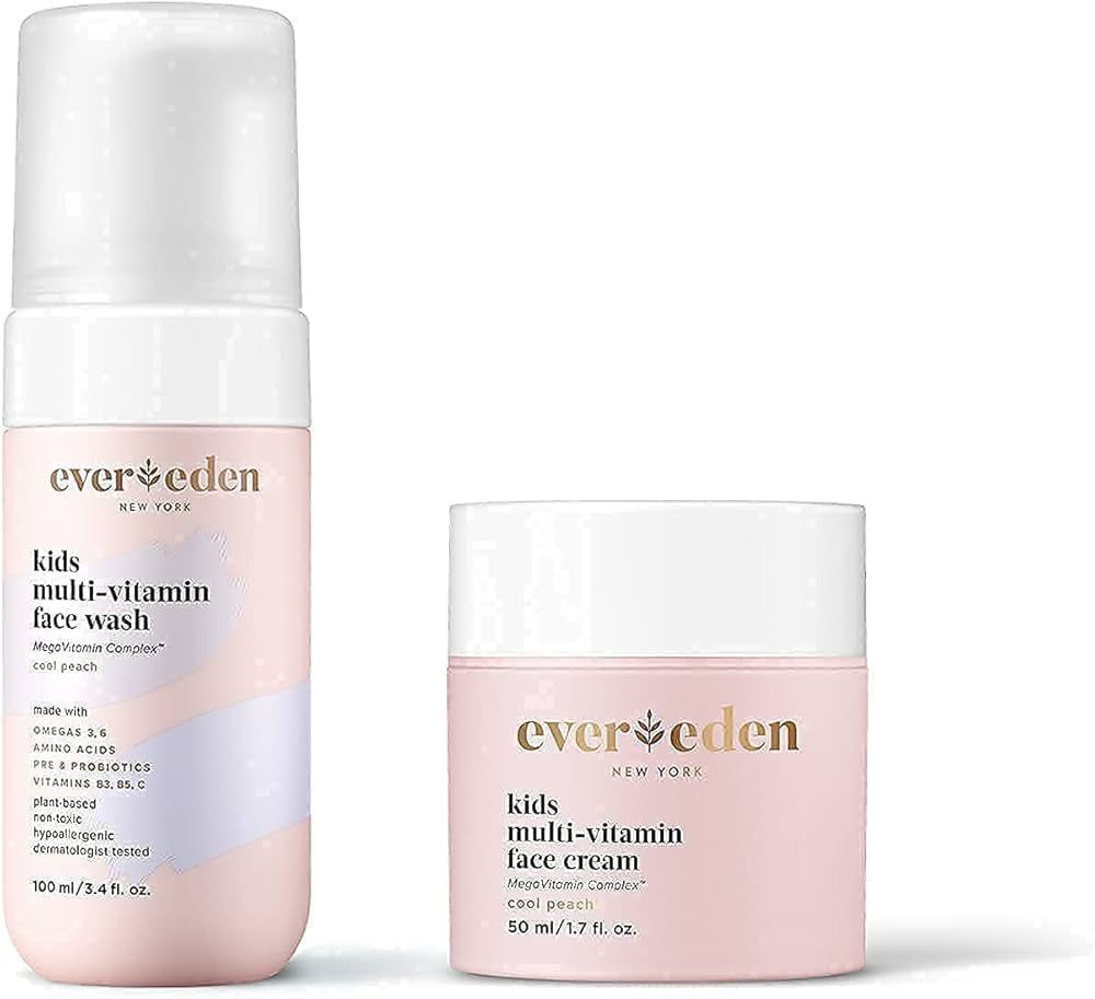 Evereden Kids Face Cream, 1.7 oz. & Kids Face Wash, 3.4 fl oz. | Cool Peach Scent | 2 Item Bundle... | Amazon (US)